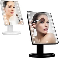 Vivo Technologies 16 LED Touch Vanity Makeup Mirror Touch Controlled Mirror Portable Makeup Mirror Tabletop Cosmetic Light 180°Swivel Rotation Tray UK Black