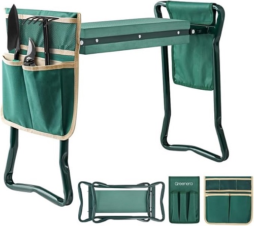 Garden Kneeler with Handles,2-in-1 Soft Foam Kneeling Pad, Portable Kneeler Seat With Two Sides Removable Tool Pouch,Folding Padded Garden Kneeler,Lightweight Gardening Stool Bench for Gardening