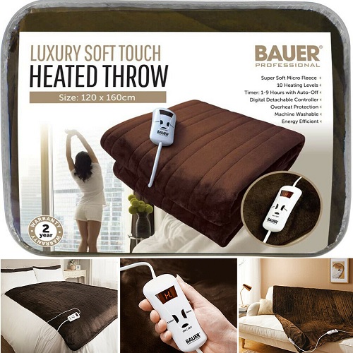 Soft Touch Electric Heated Blanket Warm Over Throw Fleece Faux Fur Digital Timer