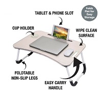 Folding Laptop Table Bed Tray Portable Lap Desk Notebook foldable Stand Cup Slot