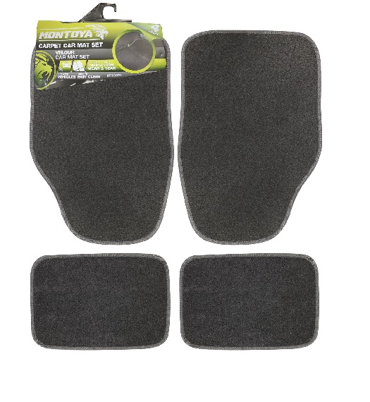 4 Pc Front Rear Black Car Mat Carpet Set Non-Slip Grip Universal Van Mats Uber