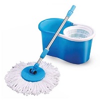 360° FLOOR MAGIC SPIN MOP BUCKET SET MICROFIBER ROTATING DRY HEADS WITH 2 HEADS