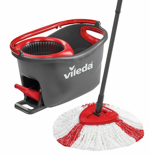 Vileda Easy Wring and Clean Turbo Mop and Bucket Set Microfibre Quick Pedal Dry