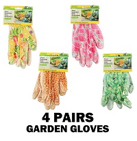 4 Pairs Ladies Garden Gloves Gardening Latex Coated Non Slip Medium (8) 1Size UK