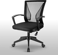 Vivo Technologies Adjustable Office Chair Ergonomic Desk with Lumbar Support and Armrest Swivel Mesh Chair Executive Computer Chair Height Adjustable 360° Wheels Seat for Home Office, Black