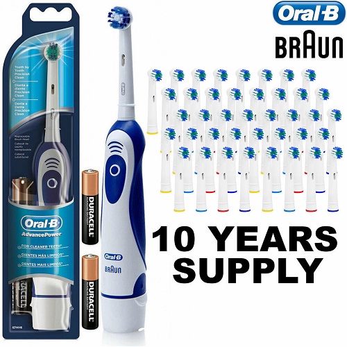 DB4010 + PE2907 Braun Advance Oral B Electric Toothbrush + 41 Toothbrush Heads + Batteries