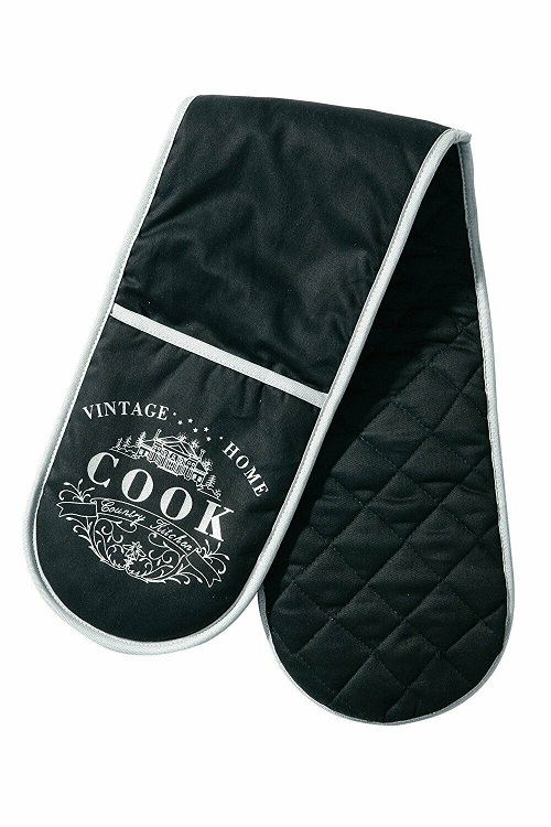 Black Double Oven Gloves 100% Cotton Mitt 5100072