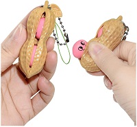 Four Squeezey Peanut Stress Keychain Toys