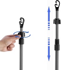 2.2 Meter Telescopic Washing Line Prop Pole Clothesline Heavy Duty Garden Dry Clothes Drying Airer Support Clothes Line Pole Galvanised Laundry Outdoor