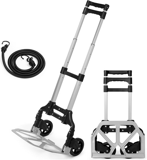 Folding Hand Truck Aluminium,Heavy Duty Hand Truck Foldable Trolley on Wheels,Multi Purpose Sack Truck Moving Trolley (80 kg maximum)