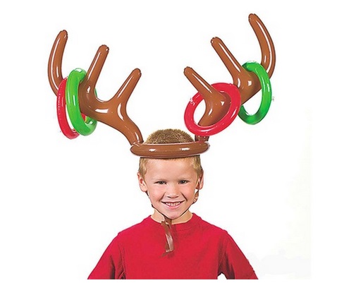 Christmas Inflatable Reindeer Antler Ring Toss Game Xmas Family Fun Party Toys