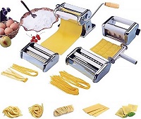 ViVo © Heavy Duty 5 in 1 Stainless Steel Professional Fresh Pasta Lasagne Spaghetti Tagliatelle Ravioli Maker Machine Cutter with 3 Cut Press Blade Settings