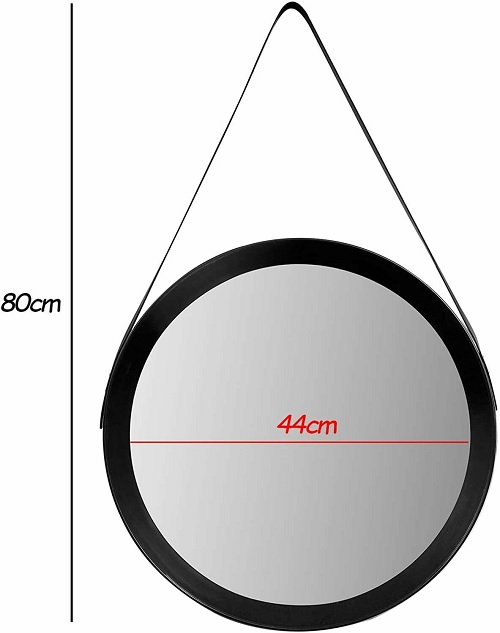 Deep Round Black Hanging Wall Mirror for Hallway Living Room Bedroom Bathroom