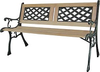 Slat style 3 Seater Outdoor Wooden Garden Bench Chair Seat Cast Iron Legs Park Furniture