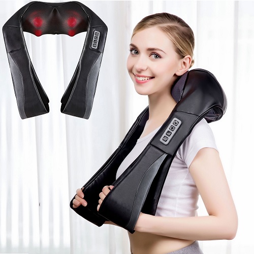 Shiatsu Neck Shoulder Massager Deep Kneading Tissue Massage Muscles Pain Relief