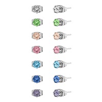 18K White Gold plated Multicolour Swarovski® Crystal 7 Earring stud Set