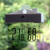 Digital Window Thermometer Hydrometer Indoor Outdoor Weather Station Suction Cup