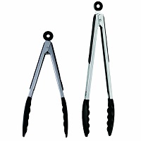2 X Silicone Tongs 9" & 12" Non-slip Grip Cooking Serving Buffet Oven Salad BBQ