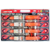 4pc Ratchet Tie Down Cargo Straps 1” 25mm Wide 4.5M Lashing Truck Trailer Car