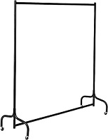 Vivo Technologies 4ft Heavy Duty Metal Clothes Rail Garment Rail Clothe Hanging Rail with Wheels Black Single Clothing Rail No Tools Required