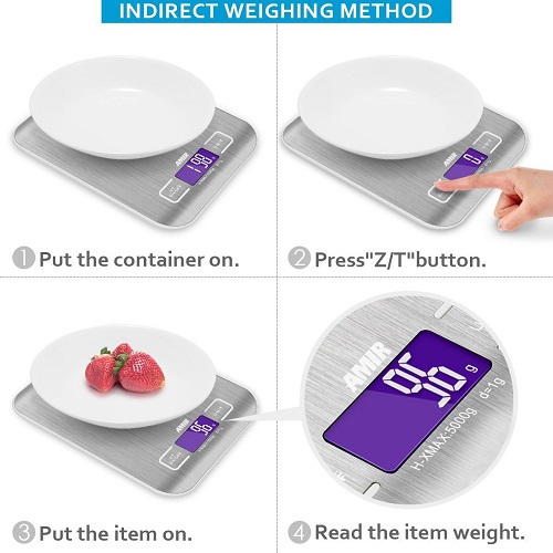 Amir Digital Food Scale, (5000g, 0.1oz/ 1g) Amir Kitchen Scale, Electronic Cooking Food Scale with LCD Display