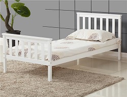 ViVo Single Bed in White 3ft Single Bed Wooden Frame White Pine Wood Bedroom New