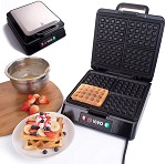 Add a review for: Vivo  4 Slice Belgian Waffle Maker Iron Machine Simple & Easy Range Crispy Golden Fresh in Stainless Steel 1300 Watts